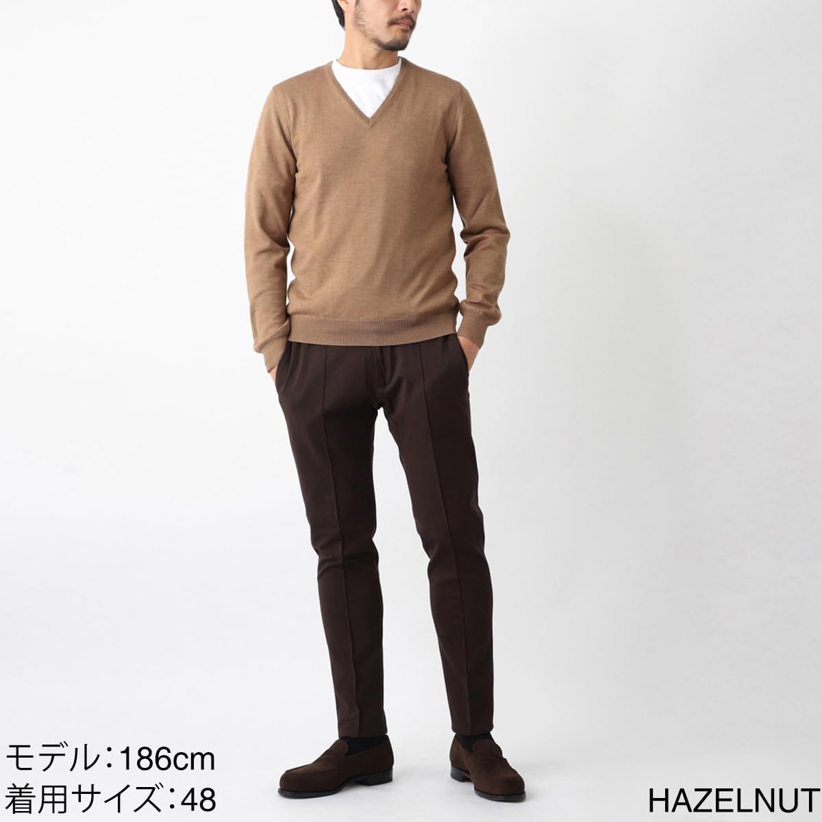【GRAN SASSO】グランサッソ　ブラウン Vネックカーディガン サイズ50 GRAN SASSO】グランサッソ ブラウン Vネックカーディガン サイズ50